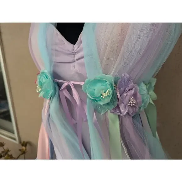 💜Handmade Fairy Pixie Dress – Lavender with Floral Tulle – 36B Base - Picture 6 of 10